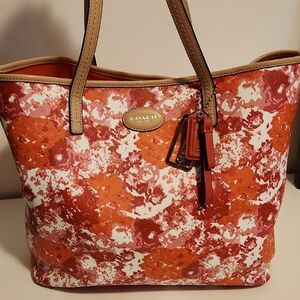 Coach Vibrant Red and Orange Tote Bag